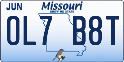 MO license plate OL7B8T