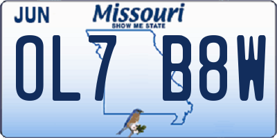 MO license plate OL7B8W