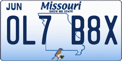 MO license plate OL7B8X