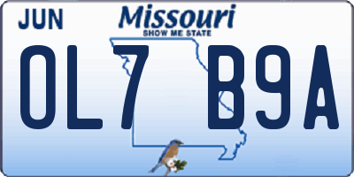 MO license plate OL7B9A