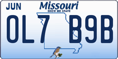 MO license plate OL7B9B