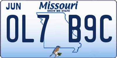 MO license plate OL7B9C