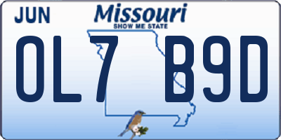 MO license plate OL7B9D