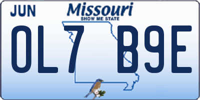 MO license plate OL7B9E