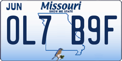 MO license plate OL7B9F