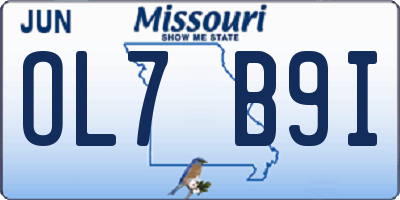 MO license plate OL7B9I