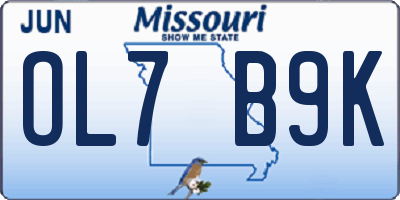 MO license plate OL7B9K