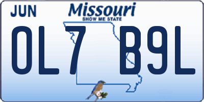 MO license plate OL7B9L