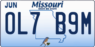 MO license plate OL7B9M