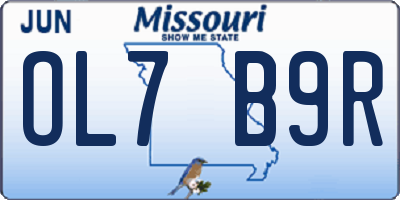 MO license plate OL7B9R
