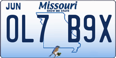 MO license plate OL7B9X