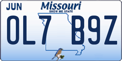 MO license plate OL7B9Z