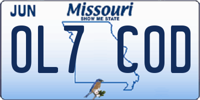 MO license plate OL7C0D