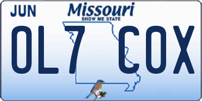 MO license plate OL7C0X