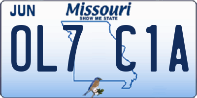 MO license plate OL7C1A