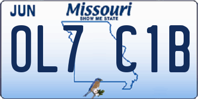 MO license plate OL7C1B