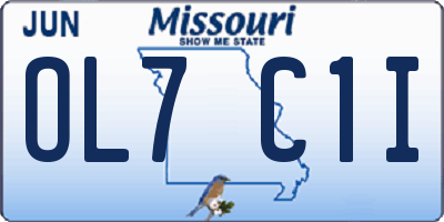 MO license plate OL7C1I