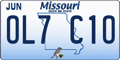MO license plate OL7C1O