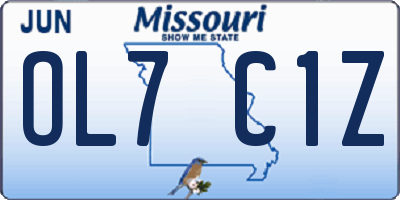 MO license plate OL7C1Z