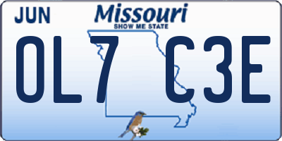 MO license plate OL7C3E
