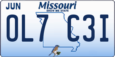 MO license plate OL7C3I