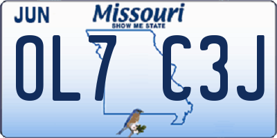 MO license plate OL7C3J