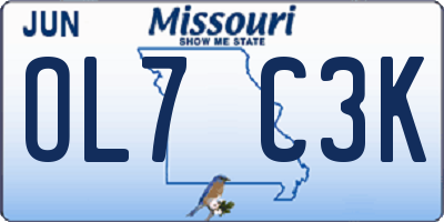 MO license plate OL7C3K