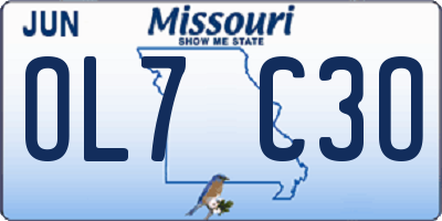 MO license plate OL7C3O