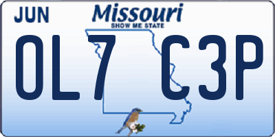 MO license plate OL7C3P