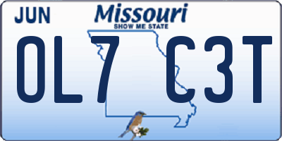 MO license plate OL7C3T