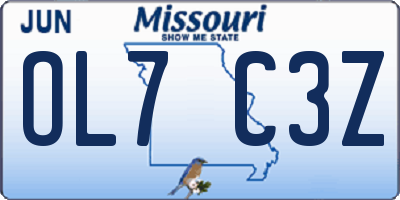 MO license plate OL7C3Z