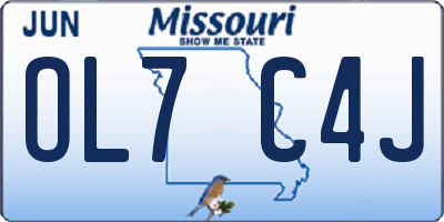 MO license plate OL7C4J