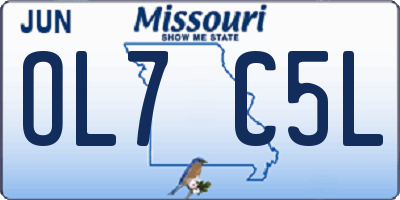 MO license plate OL7C5L