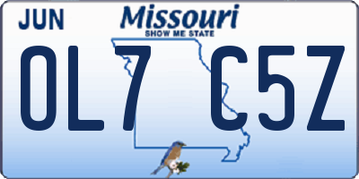 MO license plate OL7C5Z