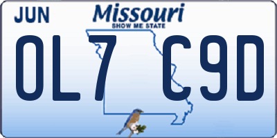MO license plate OL7C9D