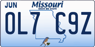 MO license plate OL7C9Z