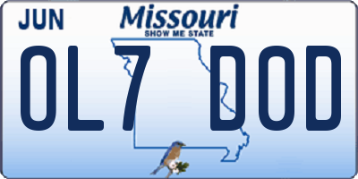 MO license plate OL7D0D