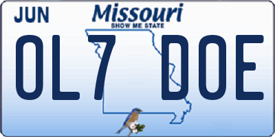 MO license plate OL7D0E