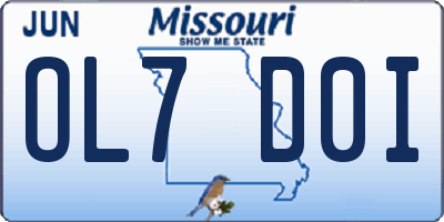 MO license plate OL7D0I