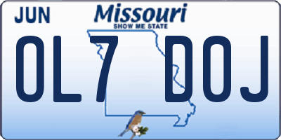 MO license plate OL7D0J