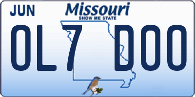 MO license plate OL7D0O