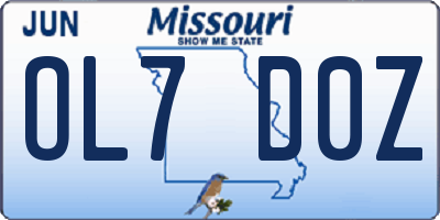 MO license plate OL7D0Z