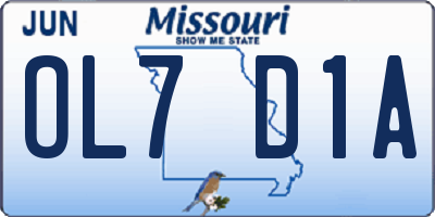 MO license plate OL7D1A