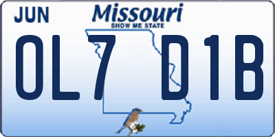MO license plate OL7D1B