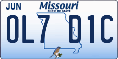 MO license plate OL7D1C