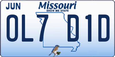 MO license plate OL7D1D