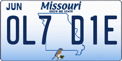 MO license plate OL7D1E