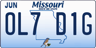 MO license plate OL7D1G