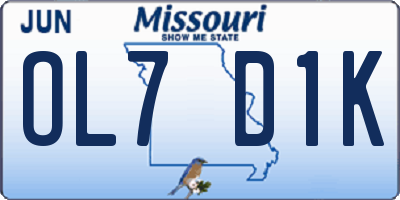 MO license plate OL7D1K