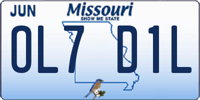 MO license plate OL7D1L